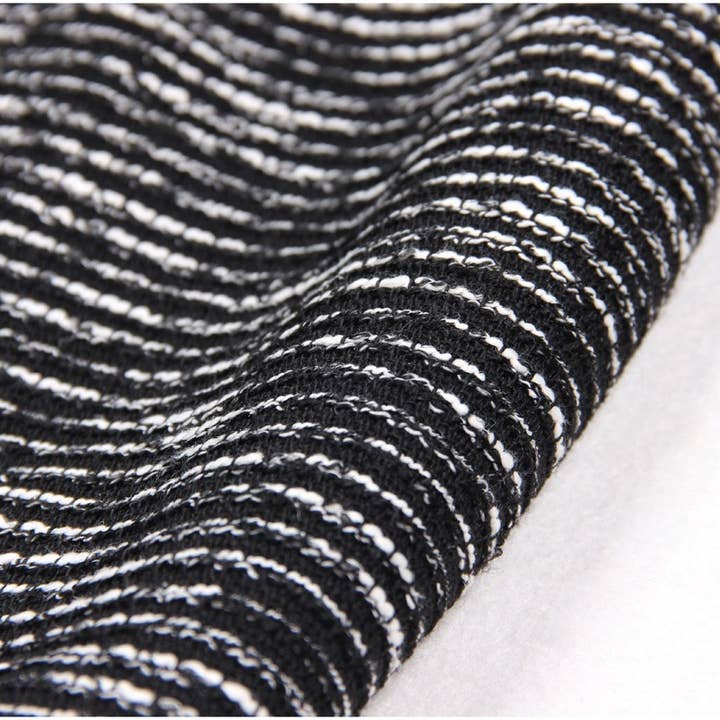 Black DR062 Women Shiny Detail Tweed Fringed Dress for wholesale on Faire6