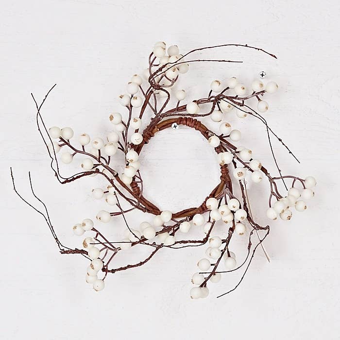 Holiday Depot Inc. - Wholesale Wreath - 30823- 12in(3.5in)Wreath-White Snowberries with wispy twigs-0