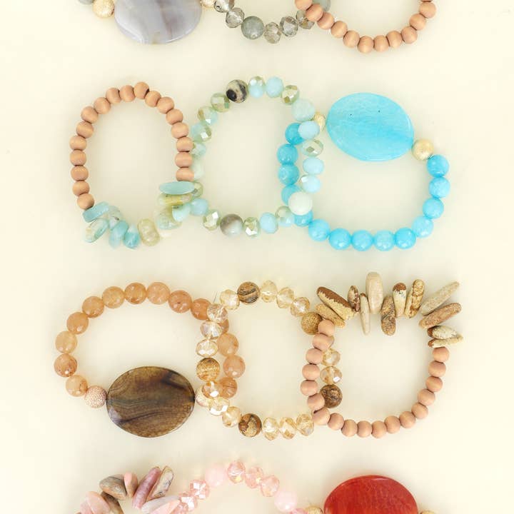 SP Sophia Collection - Wholesale Jewelry Set - Healing Chakra Layering Mix Beaded 3 Piece Bracelet Set4