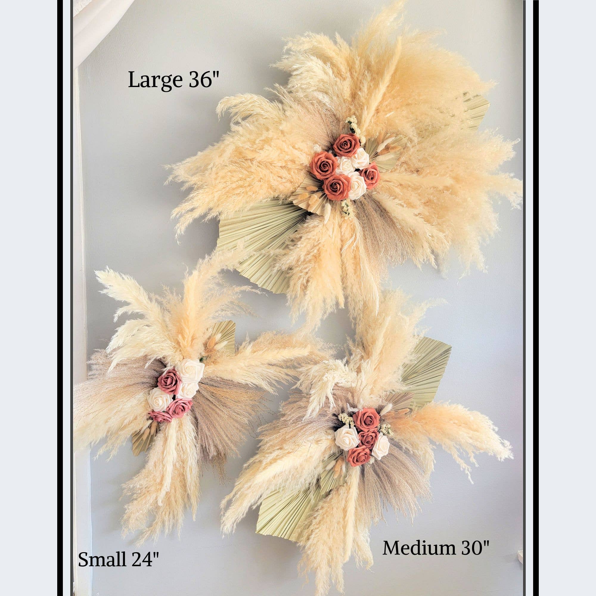 Pampas Design - Vendita all'ingrosso Fiori secchi/pressati - Composizione di Rose Blush e Pampas per Arco o Parete Matrimonio & Evento9