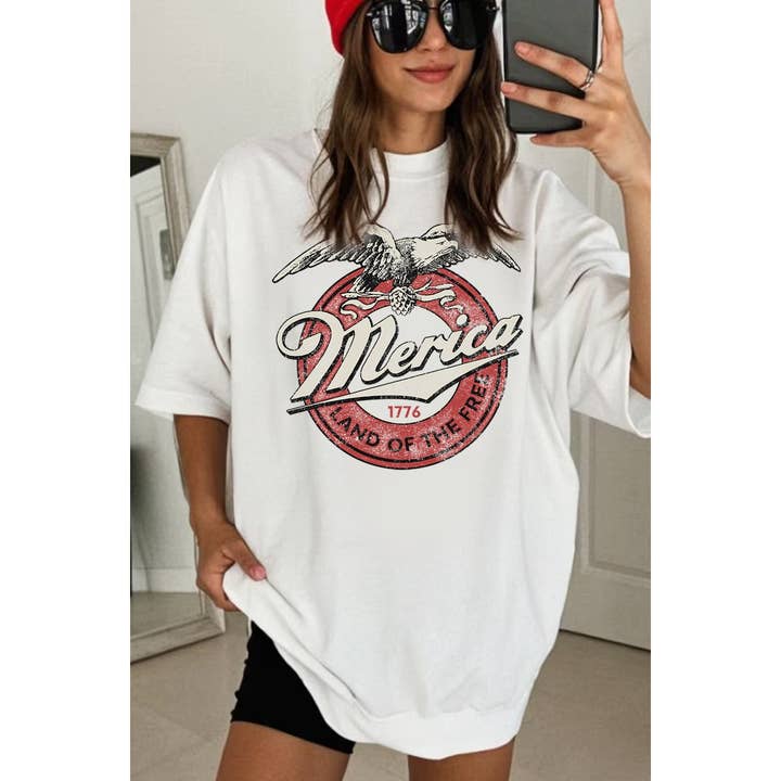 1776 TERRA DOS LIVRES T-SHIRT GRÁFICA MINERAL OVERSIZED por atacado de HRTandLUV
