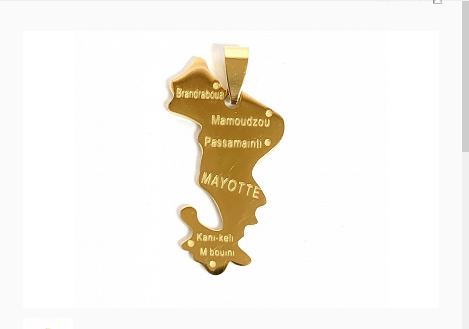 MYLENE ET FELIX - Wholesale Individual Charm/Pendant - Mayotte steel map pendant2