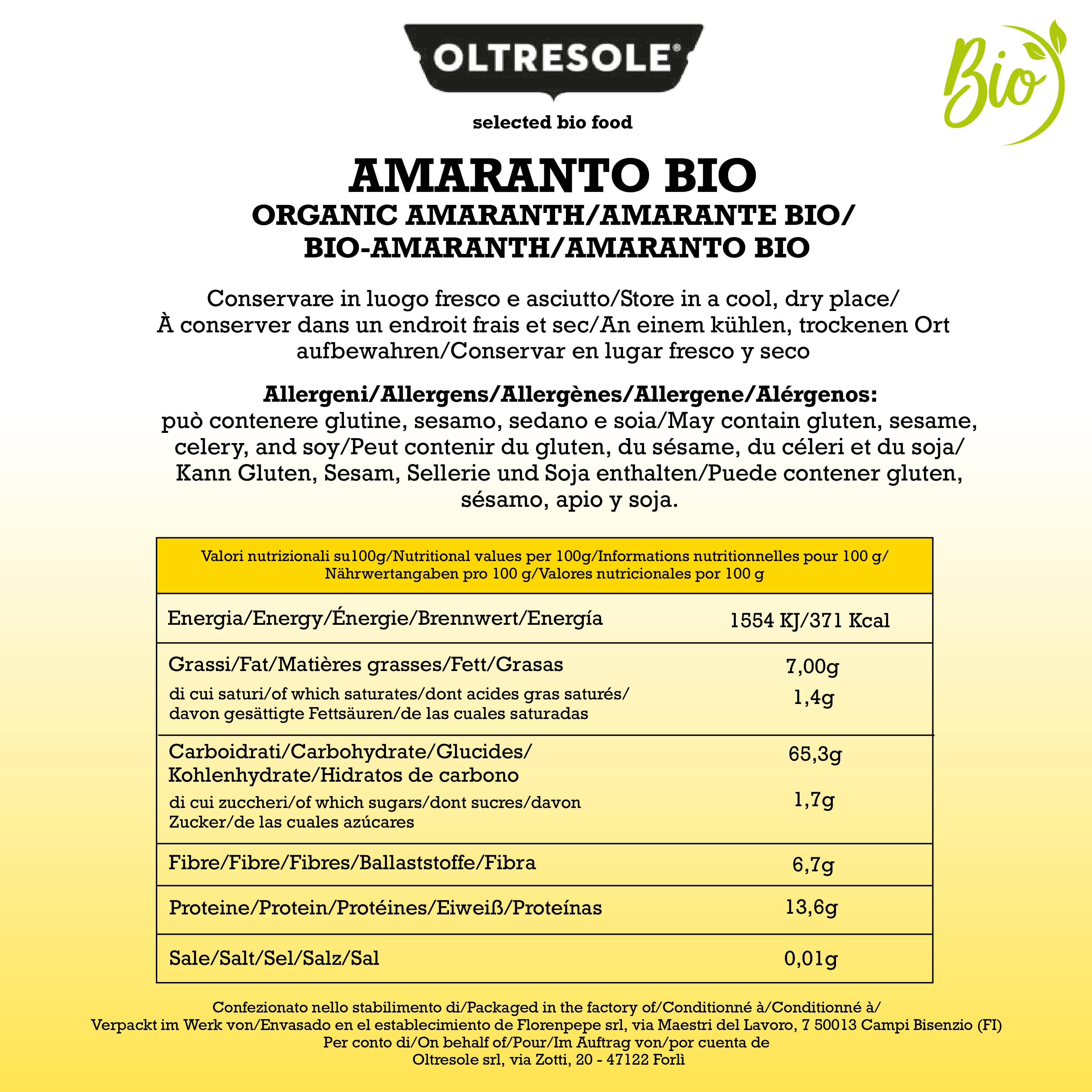 Oltresole – wholesale Whole grains – ORGANIC AMARANTH 1 Kg6