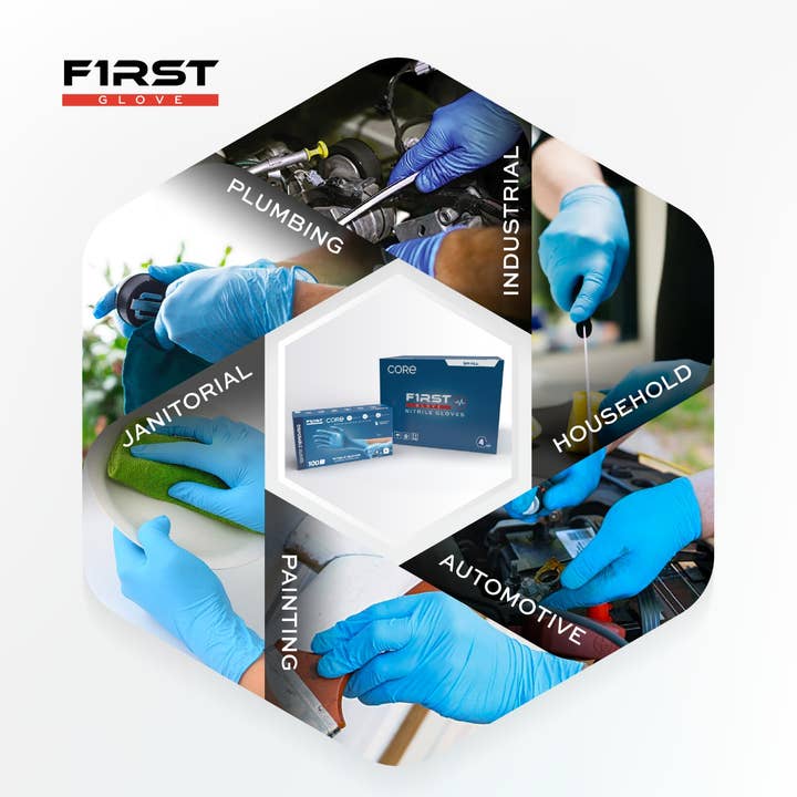 First Glove - Wholesale Cleaning Gloves - First Glove 4 Mil Blue Nitrile Gloves Case of 1000/CT4