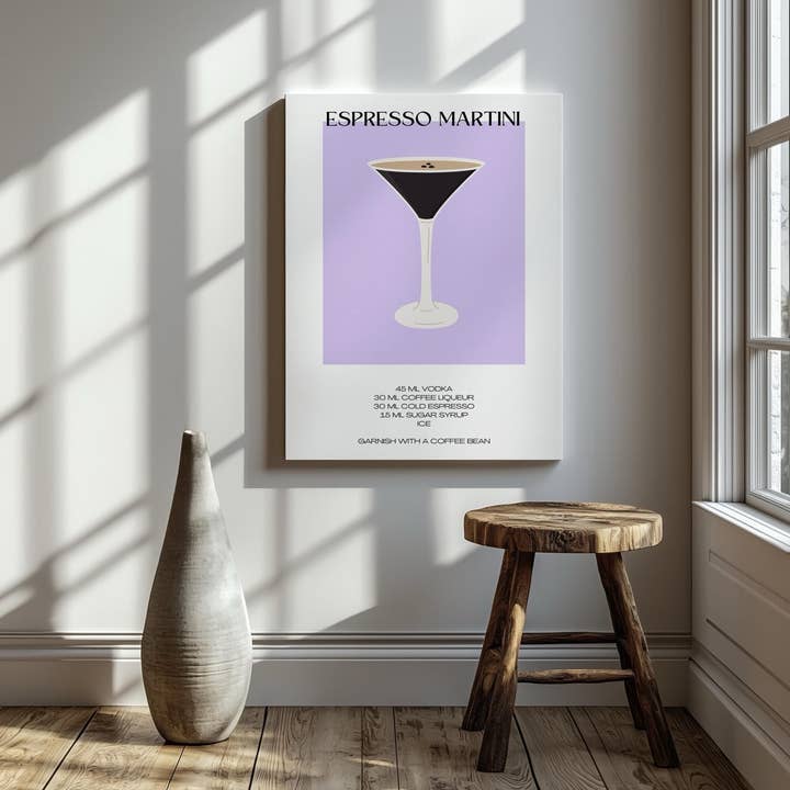 House Prints - Wholesale Art print - Chic Espresso Martini Recipe - Framed Canvas Wall Art Print2