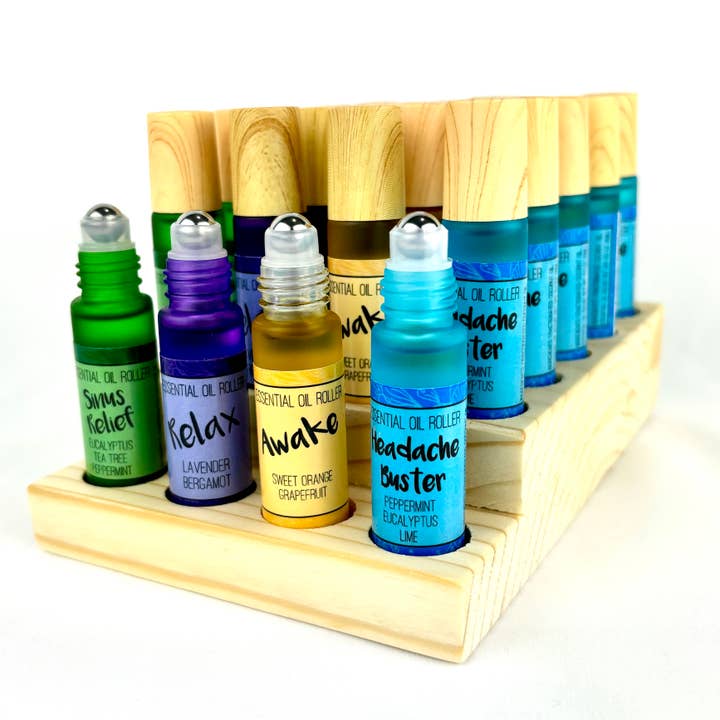 Natural Aromatherapy Rollers with Wood Display and Testers and other Purchase Wholesale essential oil roller. Free Returns & Net 60 Terms on Faire trending on Faire.