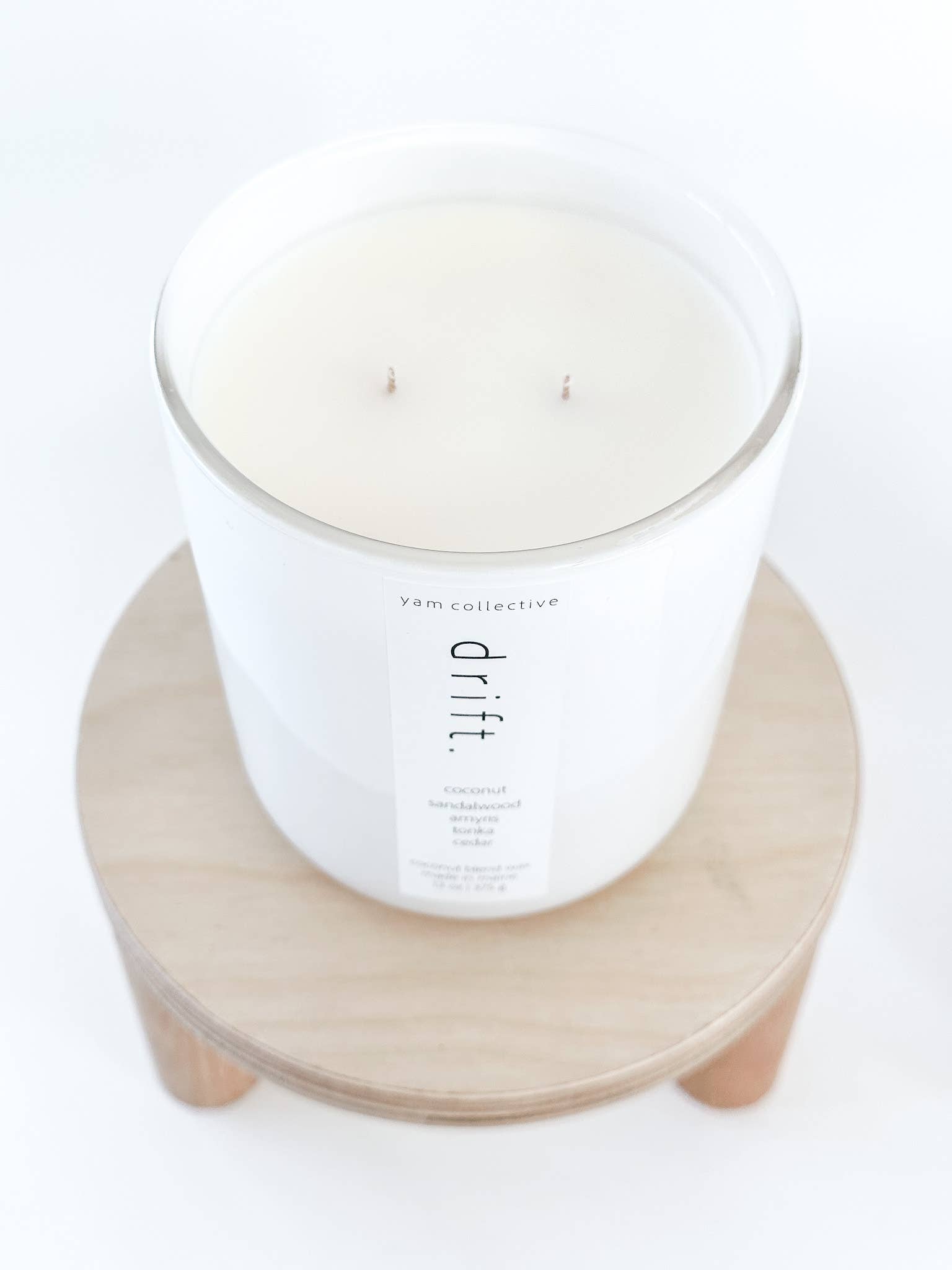 yam collective - Wholesale Jar/Filled Candle - DRIFT(Luxe)-Santal+Coconut Glossy Jar/Cotton Wicks 13oz2