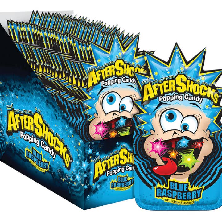 Candy Barn Express - Wholesale Hard Candy - Aftershock Popping Candy - Blue Raspberry - 24 Ct.