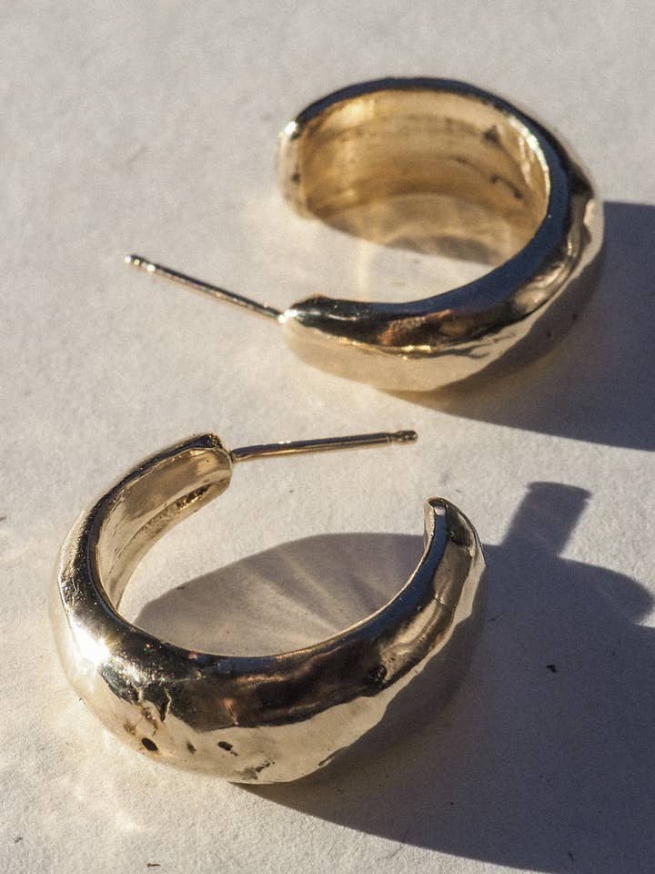 baltic hoops | chunky organic hoops | bronze for wholesale by Emily Hartwell