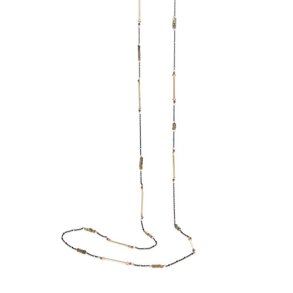 Mabel Chong - Wholesale Beaded/Pearl Necklace - Pyrite Tube Necklace0