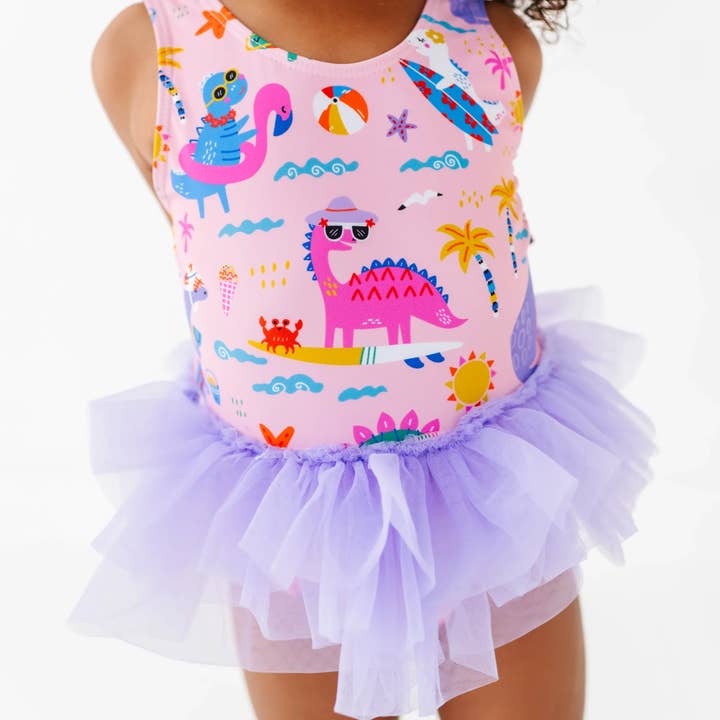 Kiki + Lulu - Wholesale One Piece Swimsuit - Kids - Pink Dino Girls Swimsuit With Tutu6