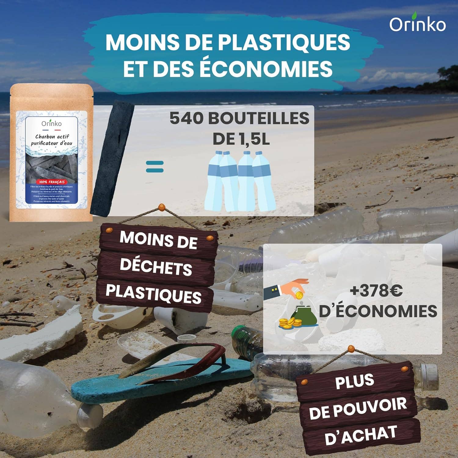 Orinko - Vente Ustensile/gadget de cuisine - 9+1 OFFERT : Charbon Actif Français x14