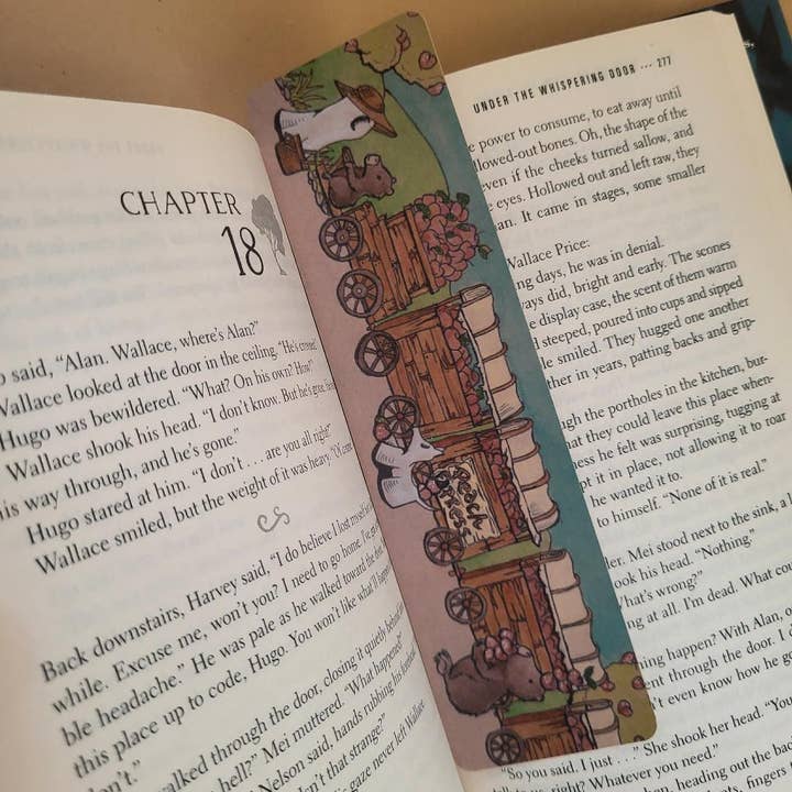Traditional Bookmark--Swoopy Ghost & Capybara Peach Express for wholesale by LostInWonderArt