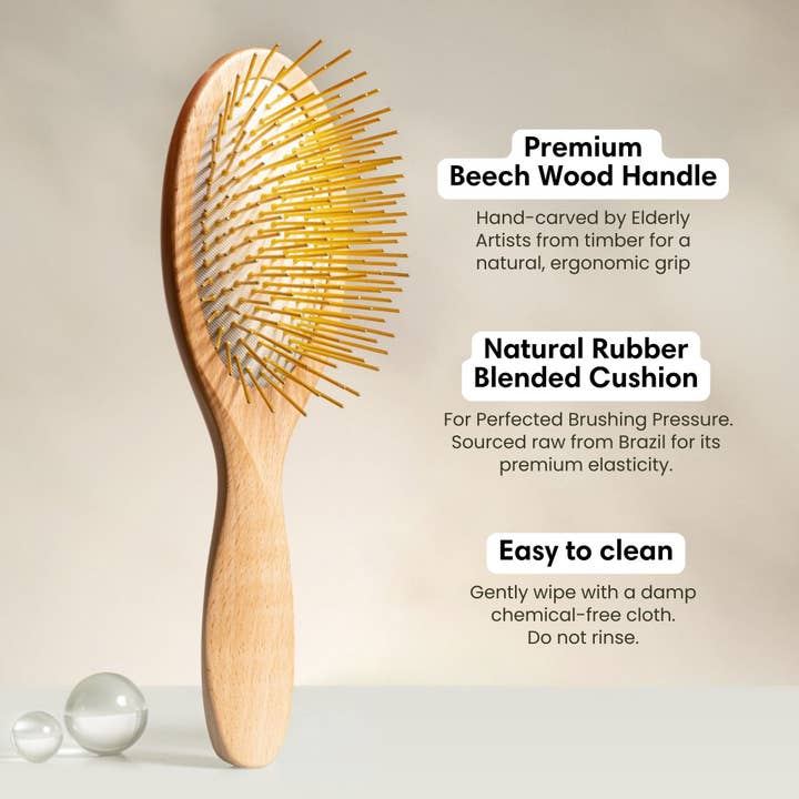 Snow Fox Skincare - Wholesale Hair Brush/Comb - Gua Sha Hair & Scalp Brush: Premium Wooden Edition5