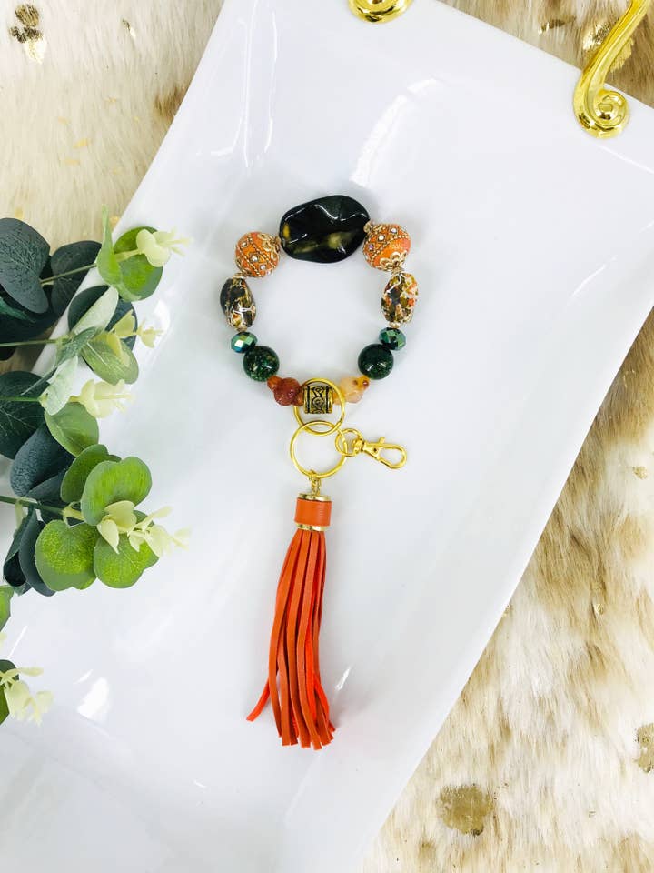 Glass Bead Bracelet Keychain – K259 for wholesale by Magnolia & Peach Jewelry Boutique, LLC