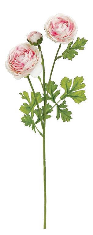 Select Artificials, Inc. - Wholesale Artificial Flowers - Ranunculus X2 W/Bud, 25", Pink