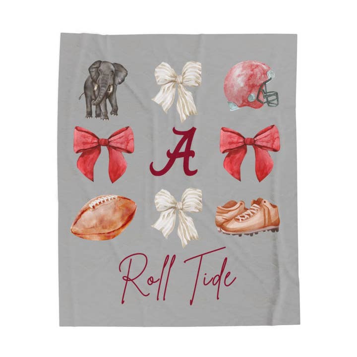 Alabama Coquette Velveteen Blanket for wholesale by Pocketful of Prints