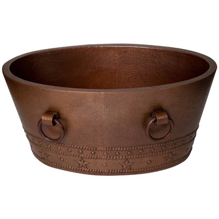 Refroidisseur ovale à double paroi en cuivre martelé de 30 pouces pour la vente par Ambiente Home Décor