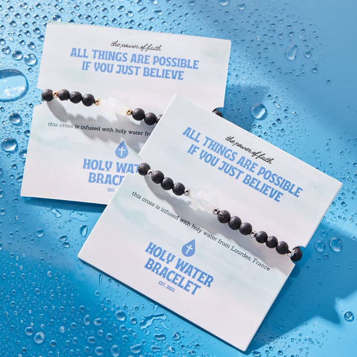 Holy Water Bracelet - Wholesale Beaded Bracelet - Holy Water Mens Lava Rock Bracelet