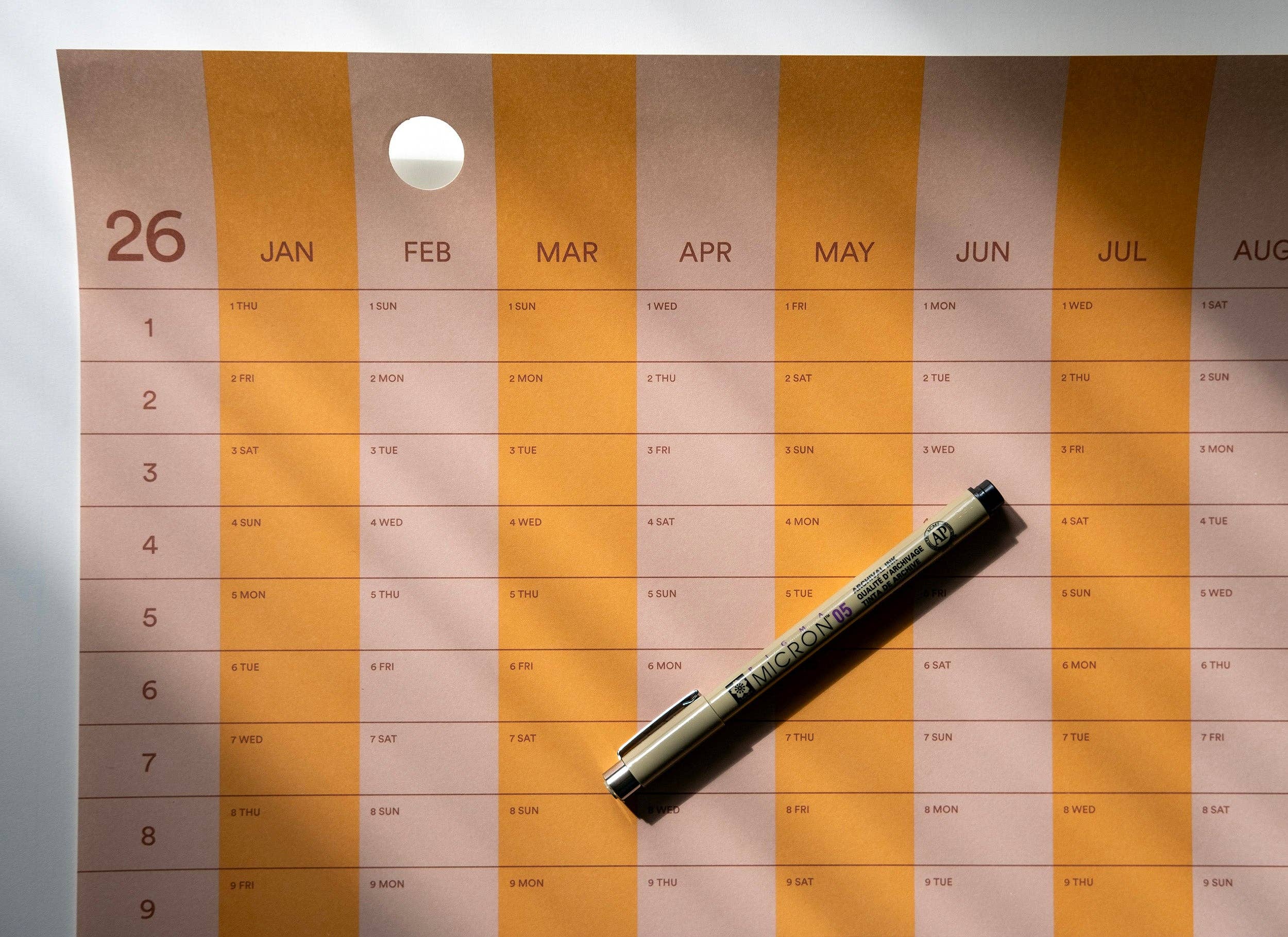 Yearcalendar - Vente Calendrier - Calendrier rayé 2026 70 x 100 cm10