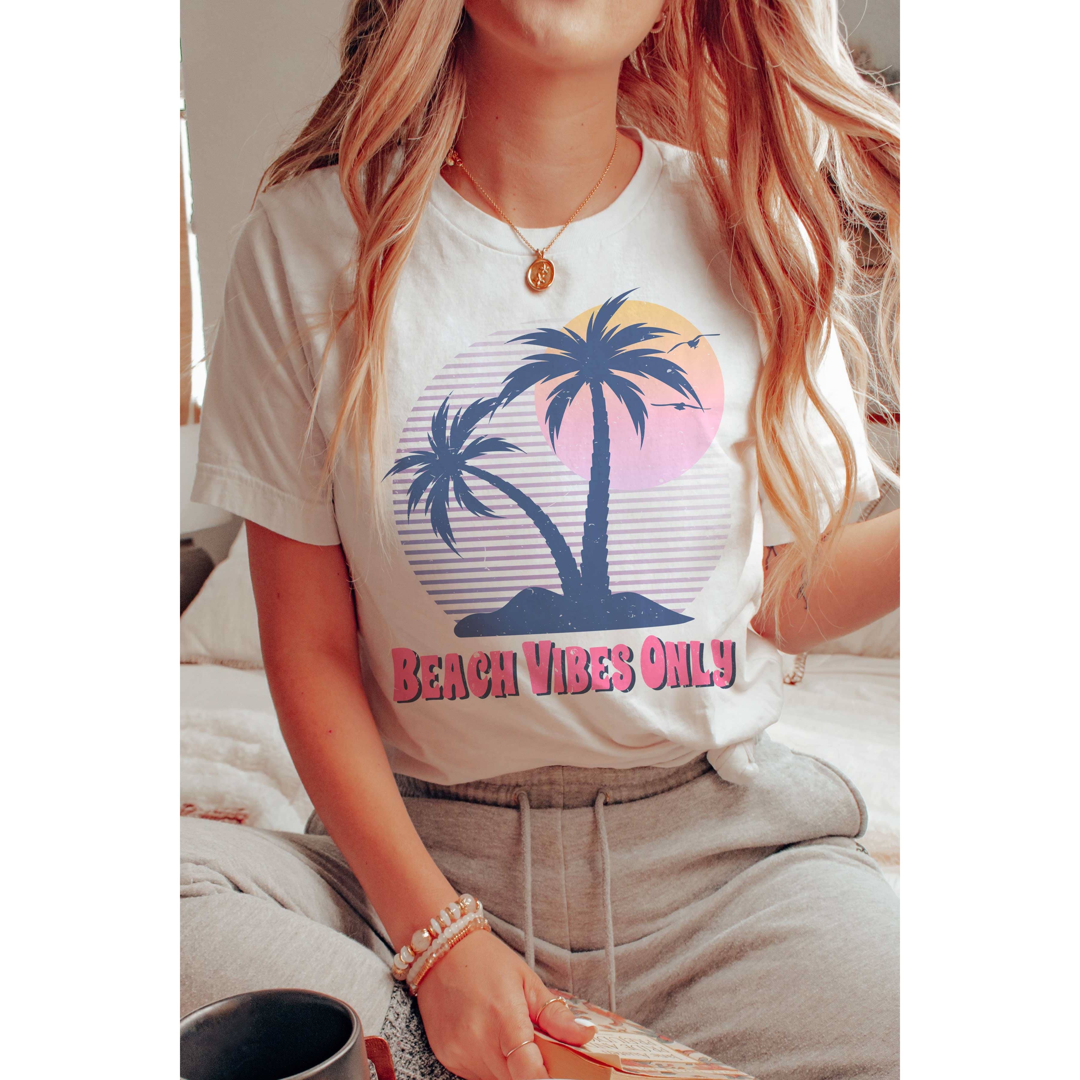 A. BLUSH CO – wholesale Screen printed t-shirt – Women′s – BEACH VIBES ONLY Graphic Tee4