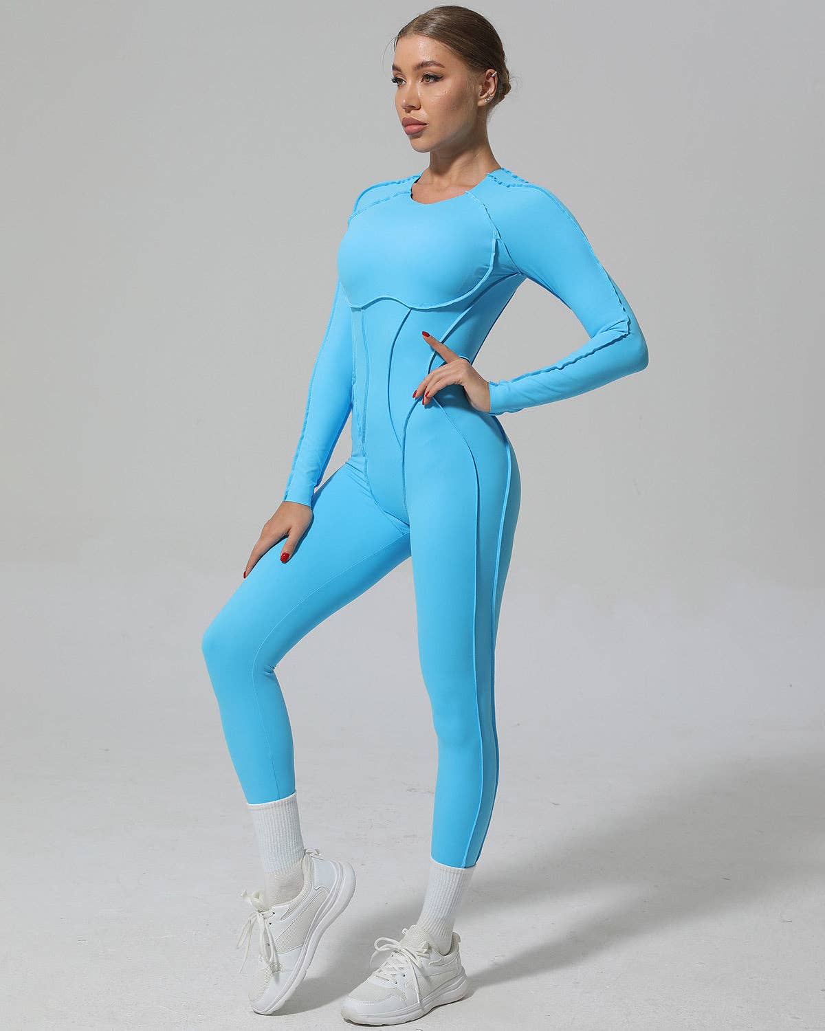 React Activewear - Wholesale Unitard - Women's - Kira Flex Jumpsuit - Aqua1