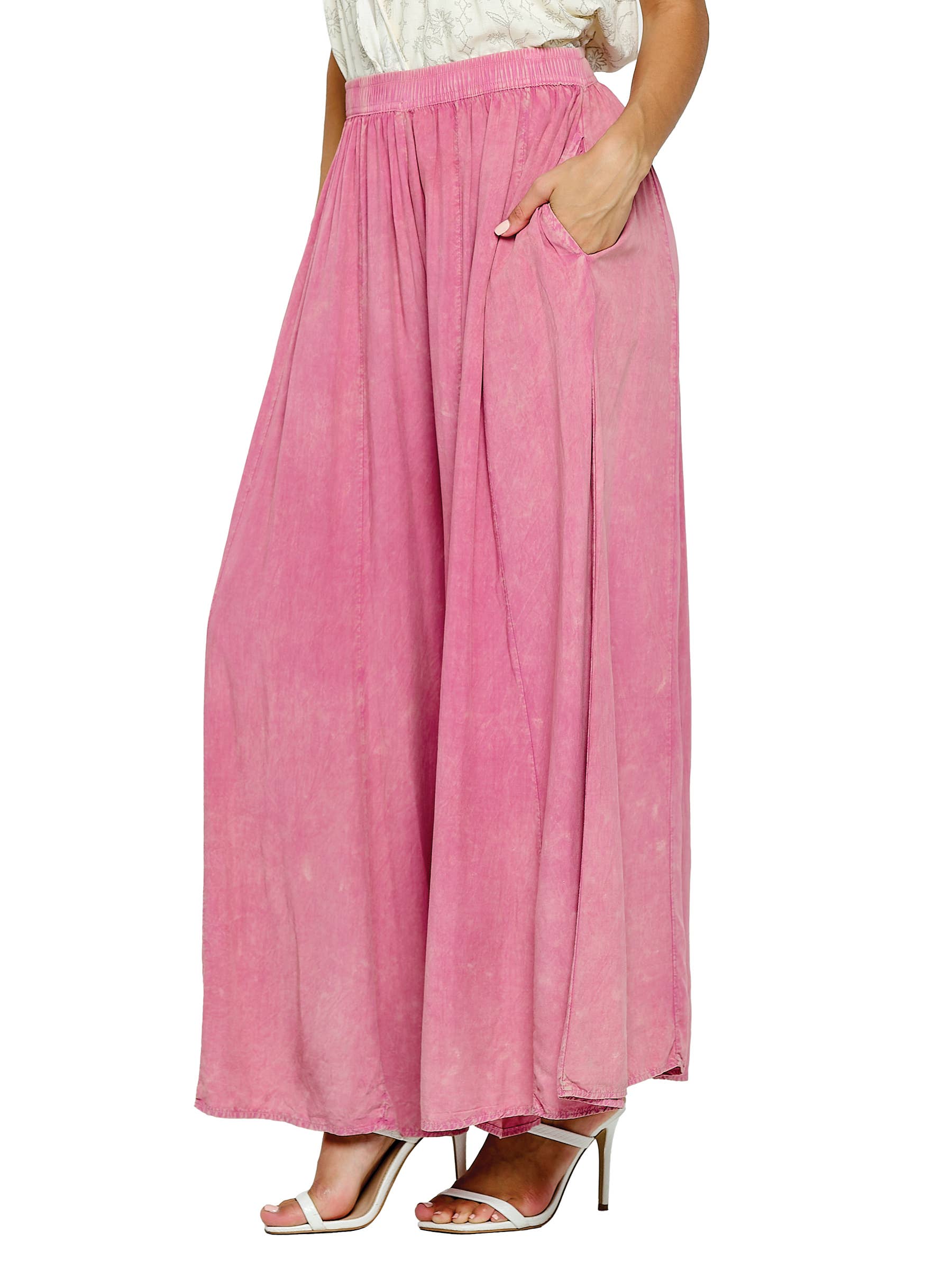 Yak & Yeti - Wholesale Broek - Dames - Broek Palazzo Vintage Wash2