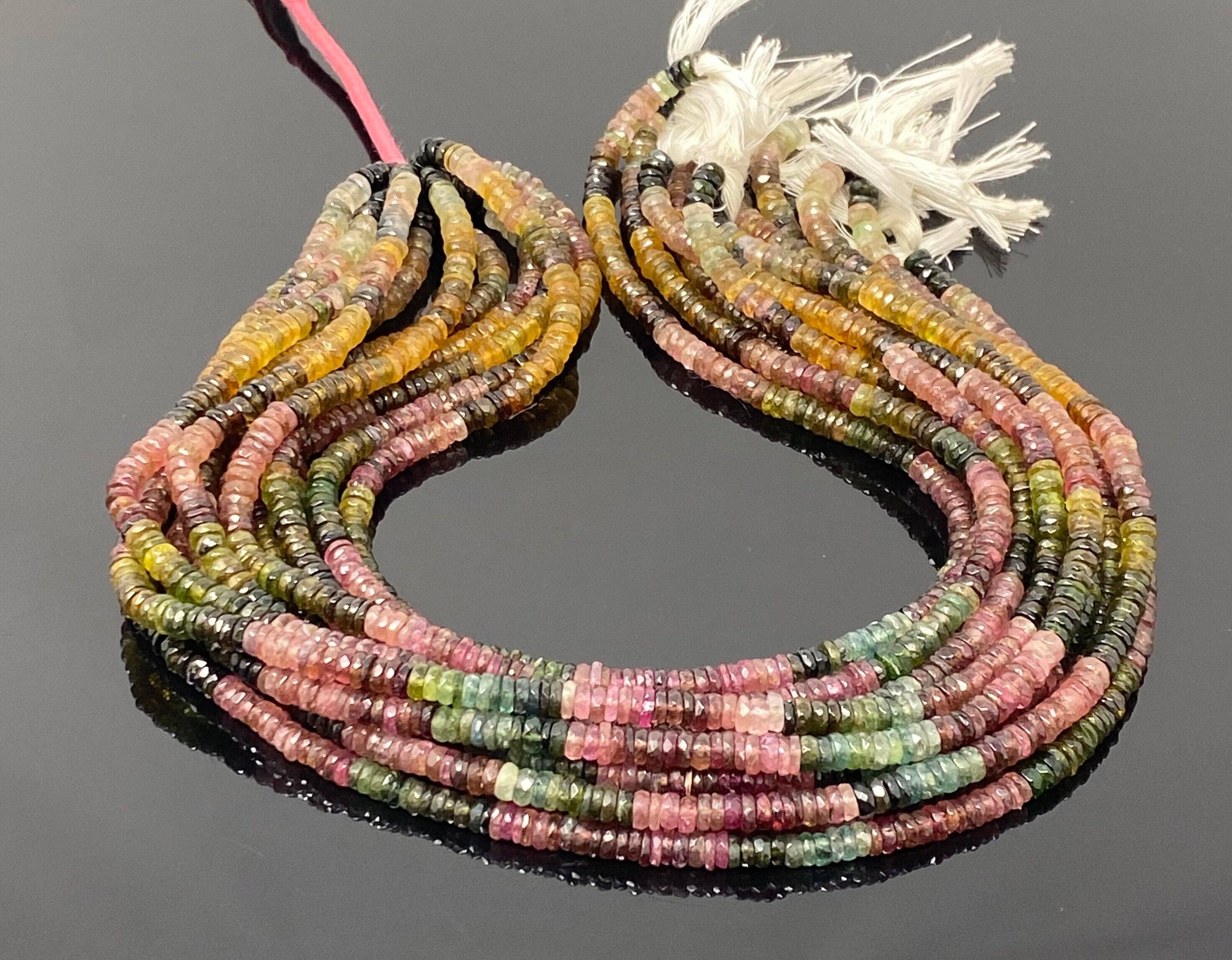 Akstar Gems - Wholesale Beads - 14.5" Natural Tourmaline Gemstone Beads, Watermelon Color Tourmaline Beads, Jewelry Supplies, Wholesale Beads, Faceted Heishi Beads8