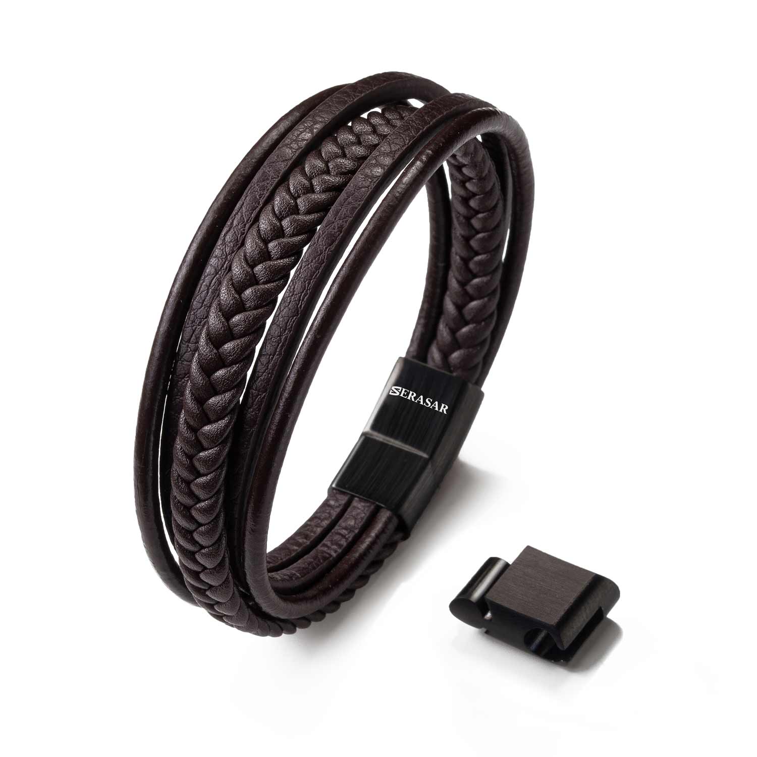 SERASAR - Wholesale Bangle Bracelet - SERASAR, "Braid" leather bracelet for men0