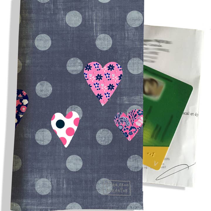 Custodia per prescrizioni grigia con cuori e pois per la vendita all'ingrosso da parte di BISTRAKOO