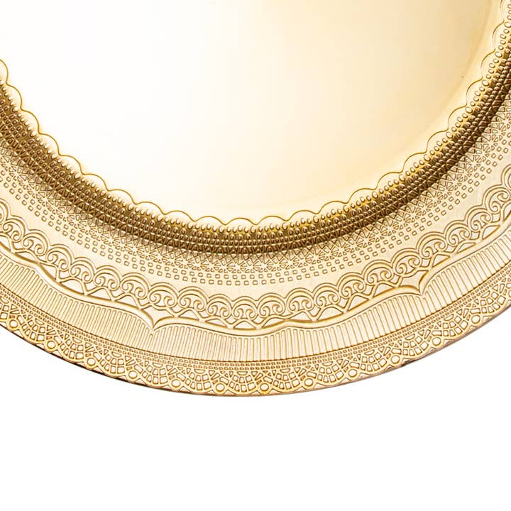 Portofino International Trading, USA - Wholesale Charger Plate - Eyelet Plastic Charger Plate 13" - Gold