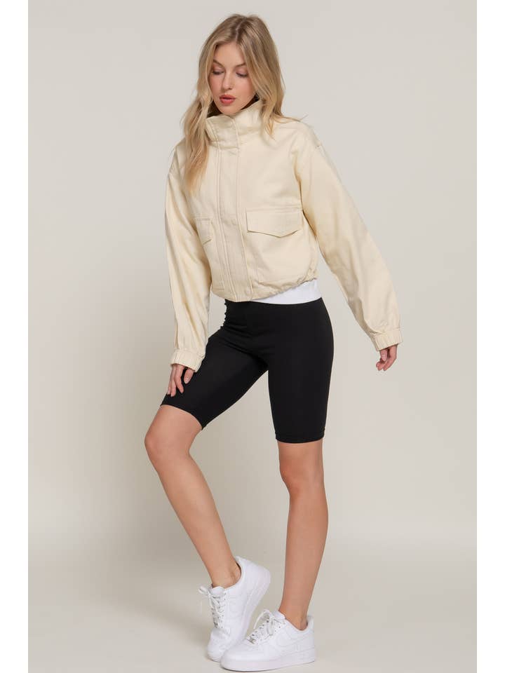 Active Basic | Active USA - Wholesale Jacket – Women's - Long Sleeve High Neck Zip Up Short Twill Jacket9