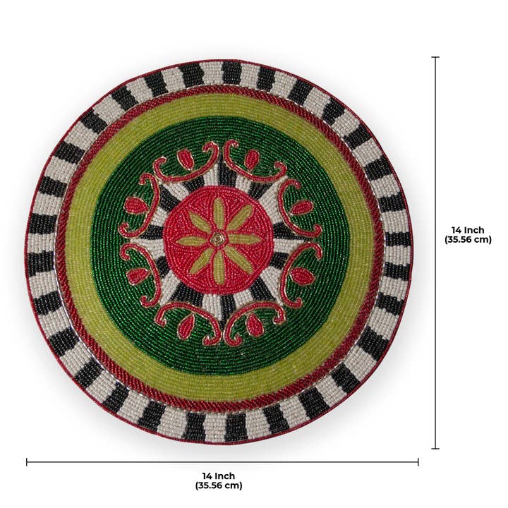 Black Red Green Beaded Placemats for Dining Table Set of 2 for wholesale on Faire8