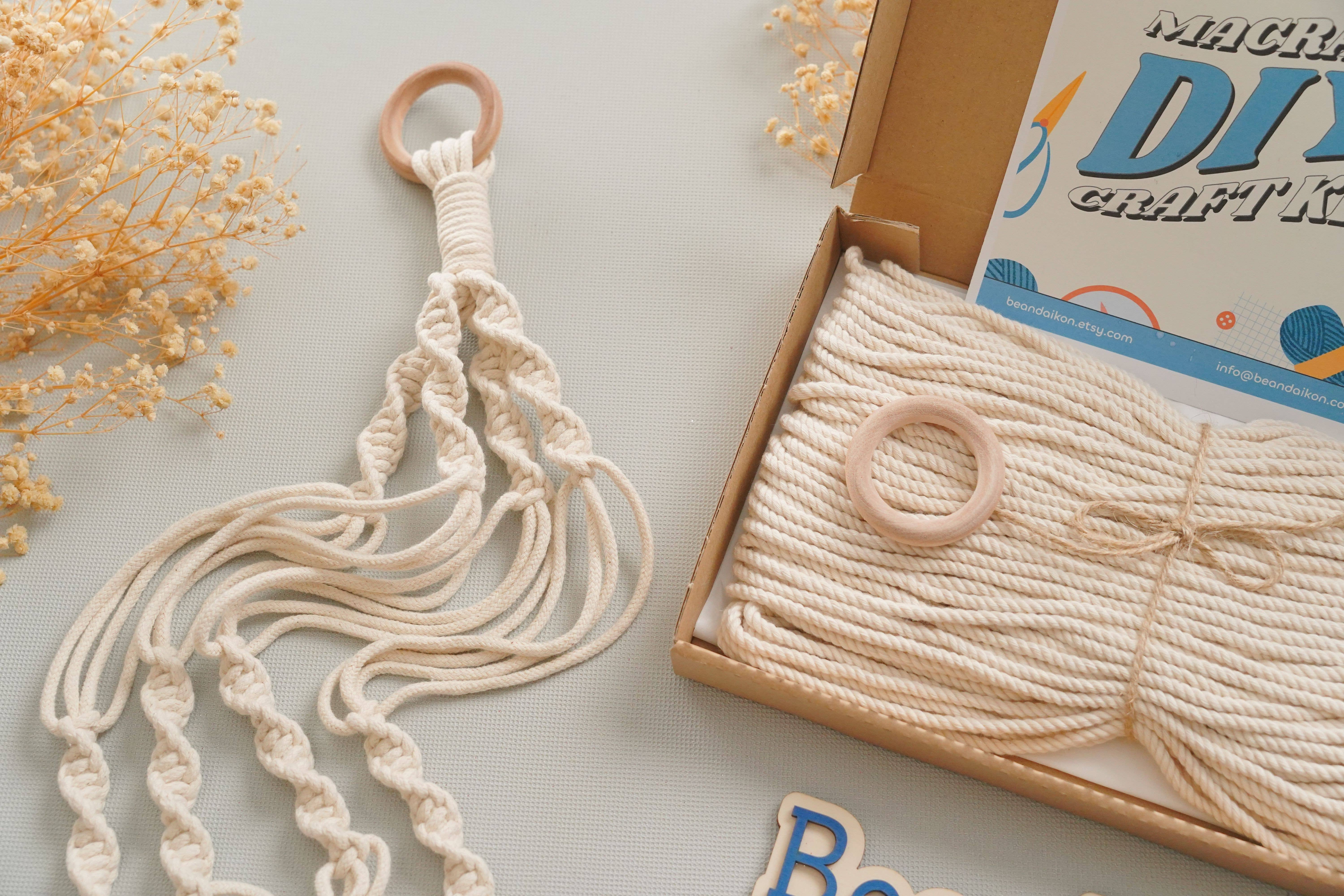 BeanDaikon - Vente Kit de bricolage - Kit DIY pour suspension de plantes en macramé pour adultes K034