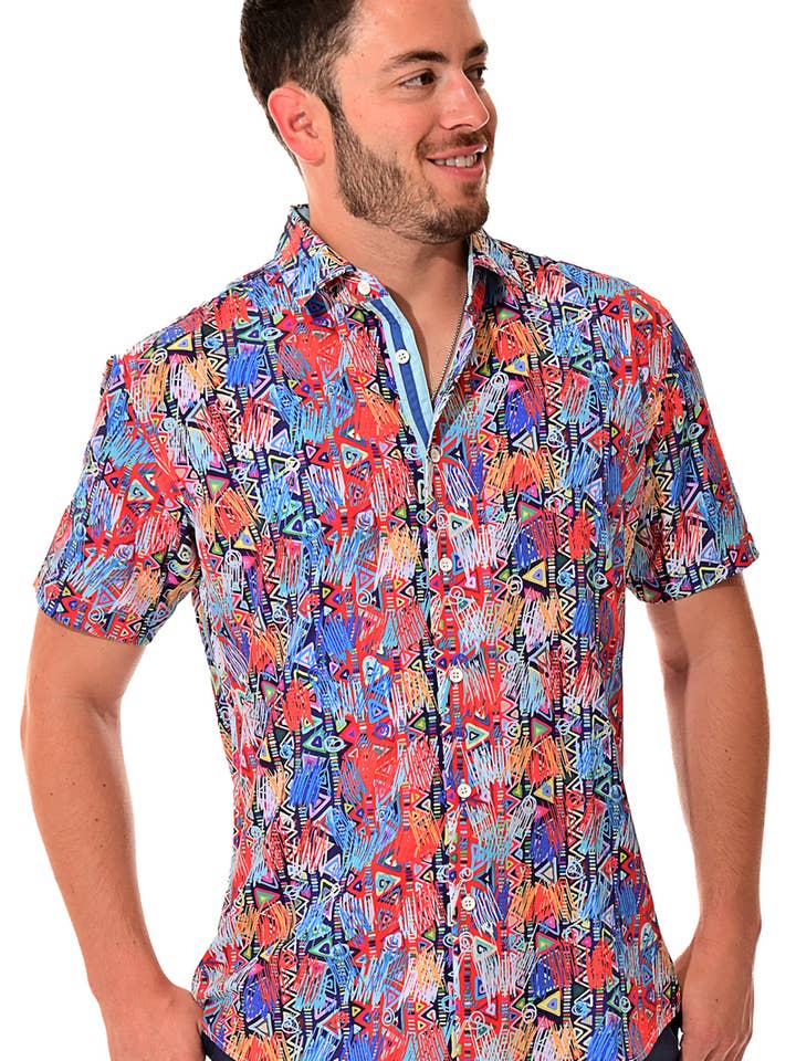 Herren Kurzarmhemd mit Knopfleiste MCX3231-A S-XL BOHIO für den Großhandel von Azucar & Bohio