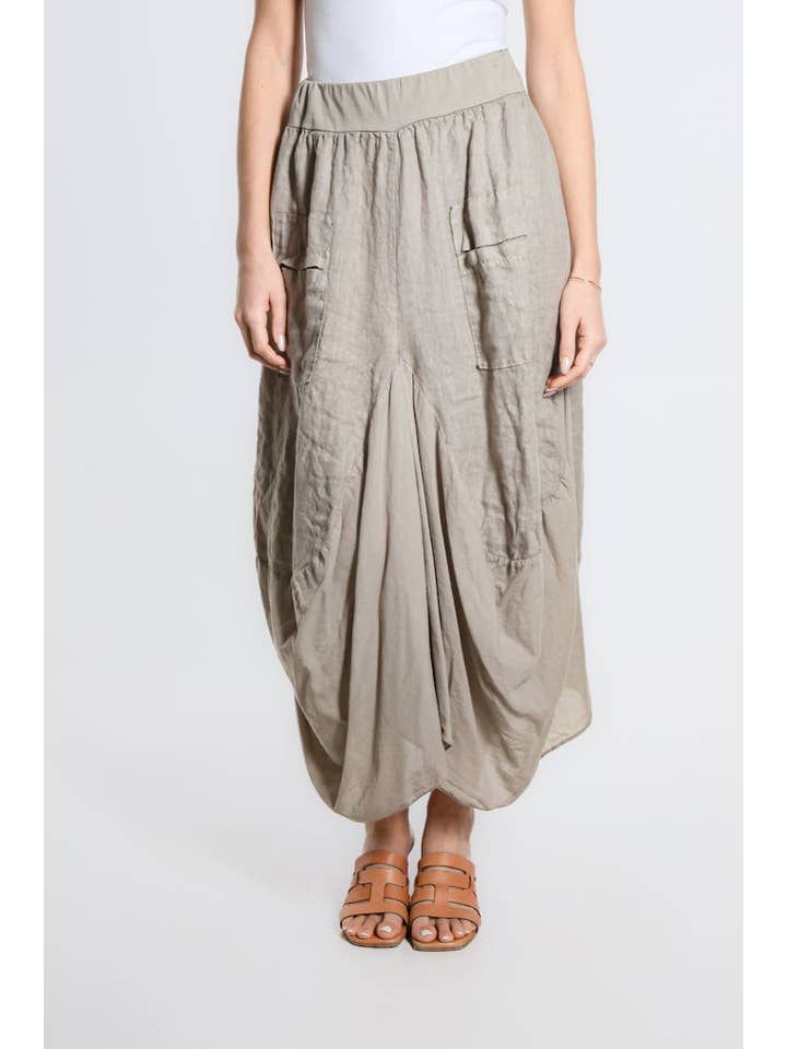 TINA Stephens Italy/Tees By Tina - Wholesale Skirt - Women's - Brenna Cotton/Linen Bunched Pocket Skirt (SL102W)16