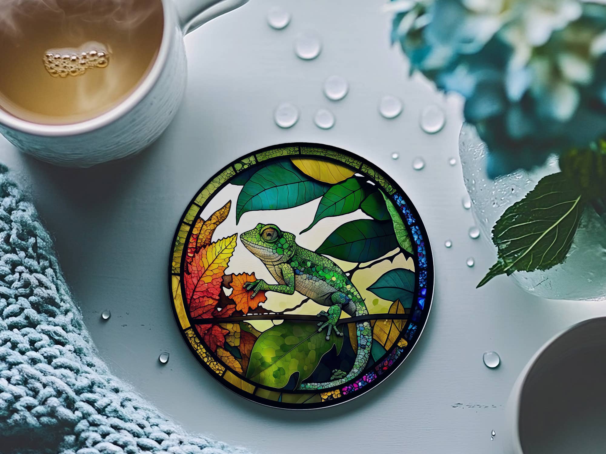 Fernville Creations - Wholesale Coasters - Chameleon Coaster, Rain Forest Decor, Nature Lover Gift