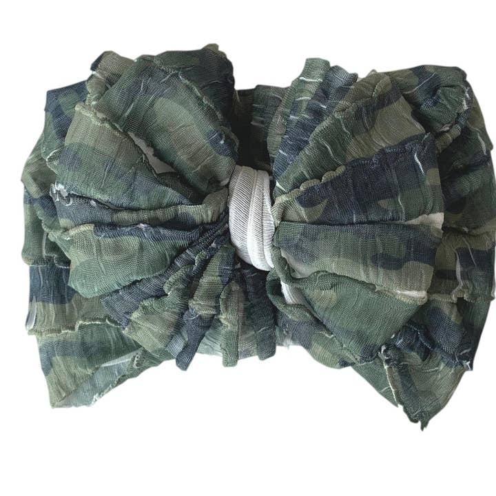 Camo Ruffled Headband for wholesale by Rockin Royalty