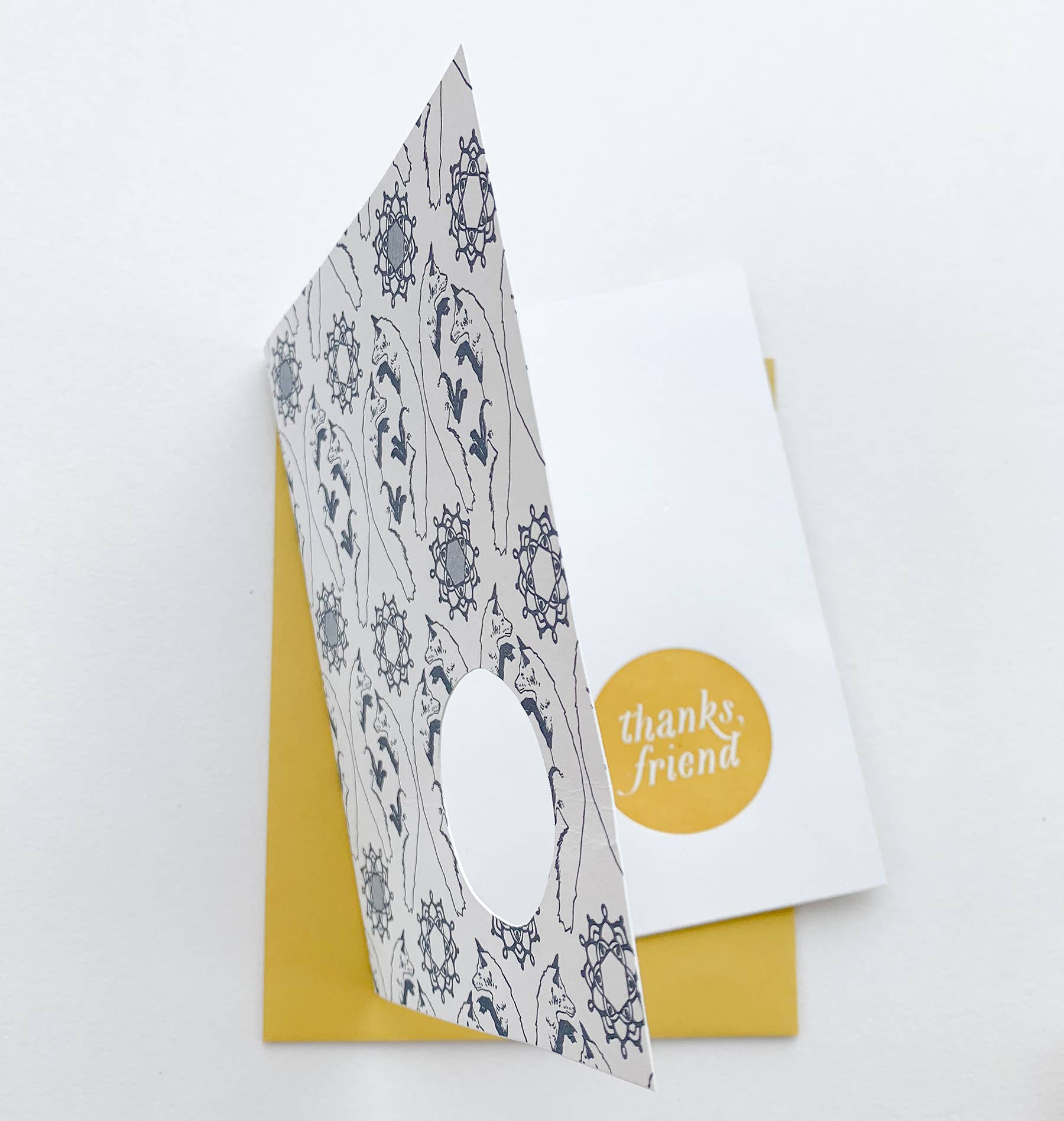 Blackbird Letterpress – wholesale Thank you card – thanks fox pattern card1