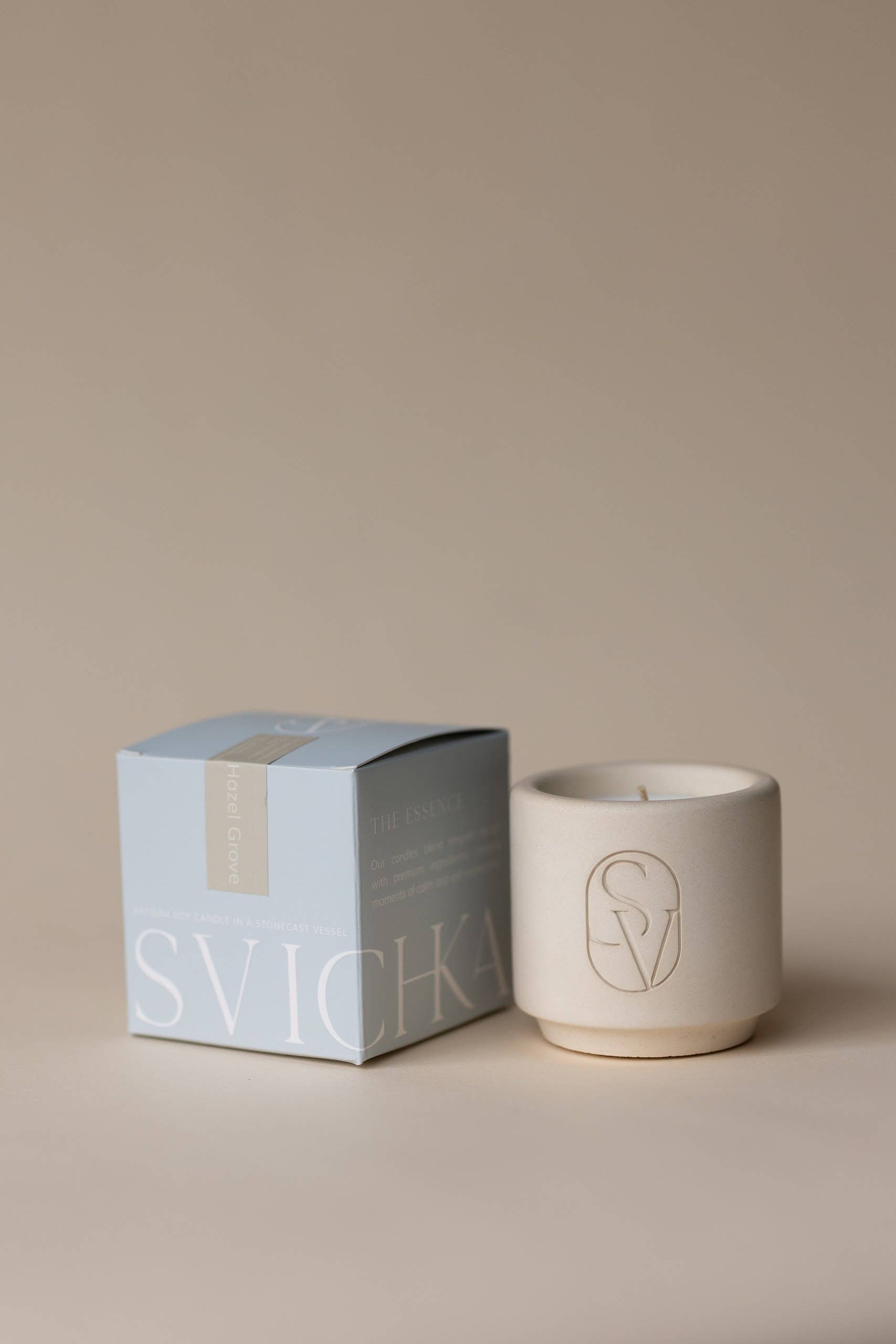 SVICHKA - Wholesale Jar/Filled Candle - Soft Beige Candle in Artisan Concrete Jar — Hazel Grove0