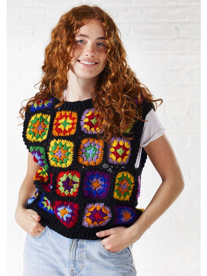 Namaste - Wholesale Outerwear Vest - Women's - Crochet Rainbow Vest