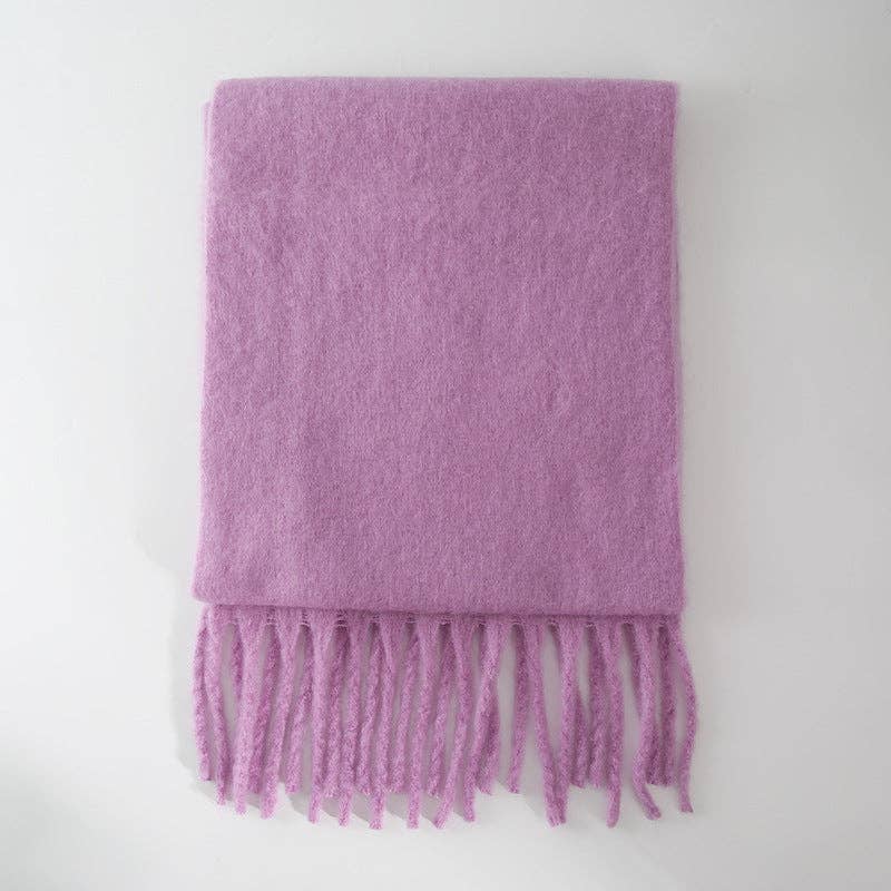 Dipped Shop - Wholesale Scarf - Women's - 2+ Solid Color Tassel Mohair Scarves DPKS10021