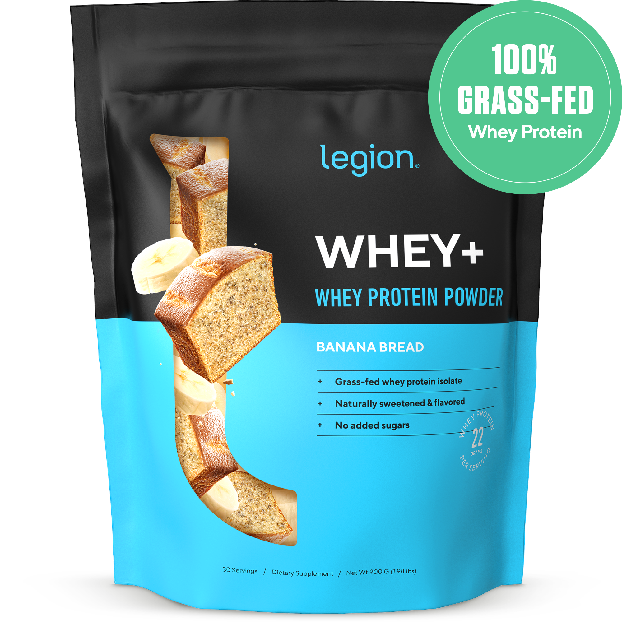 Legion Athletics, Inc. – wholesale Protein/superfood powder – Legion Whey+ Natural Whey Protein Powder - 30 Servings (Banana Bread)10