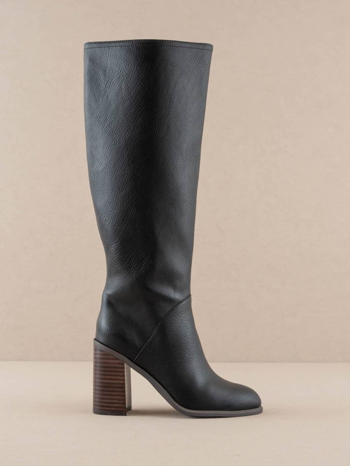 The Shiloh | Black Knee High Block Heel Boot for wholesale on Faire