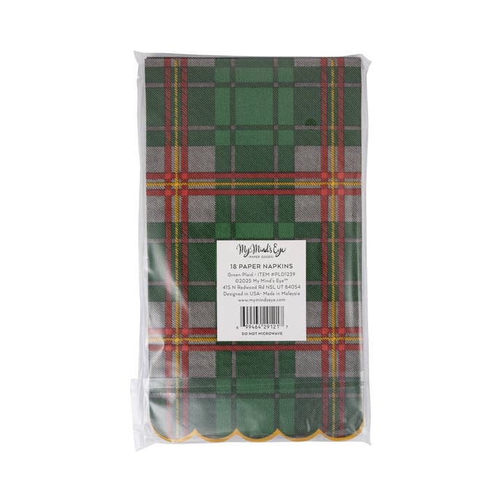 My Mind’s Eye - Wholesale Disposable Napkin - PLD1239 - Green Christmas Plaid Dinner Napkin4