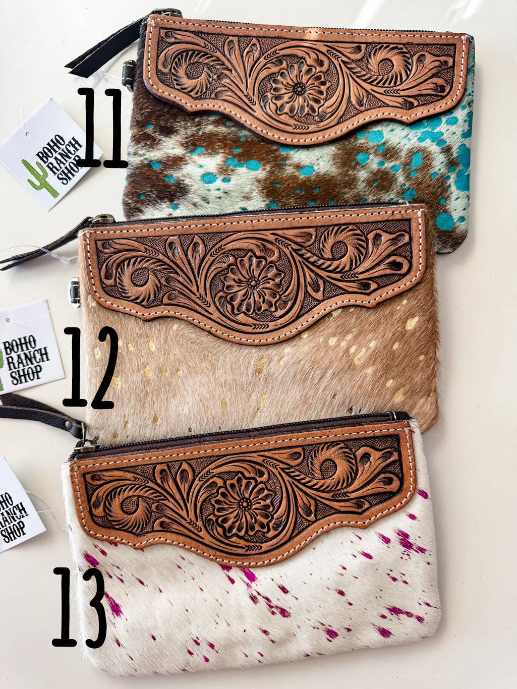 Boho Ranch Shop – wholesale Wristlet – LEXIE COWHIDE WRISTLET Western Hairon Purse Bag3
