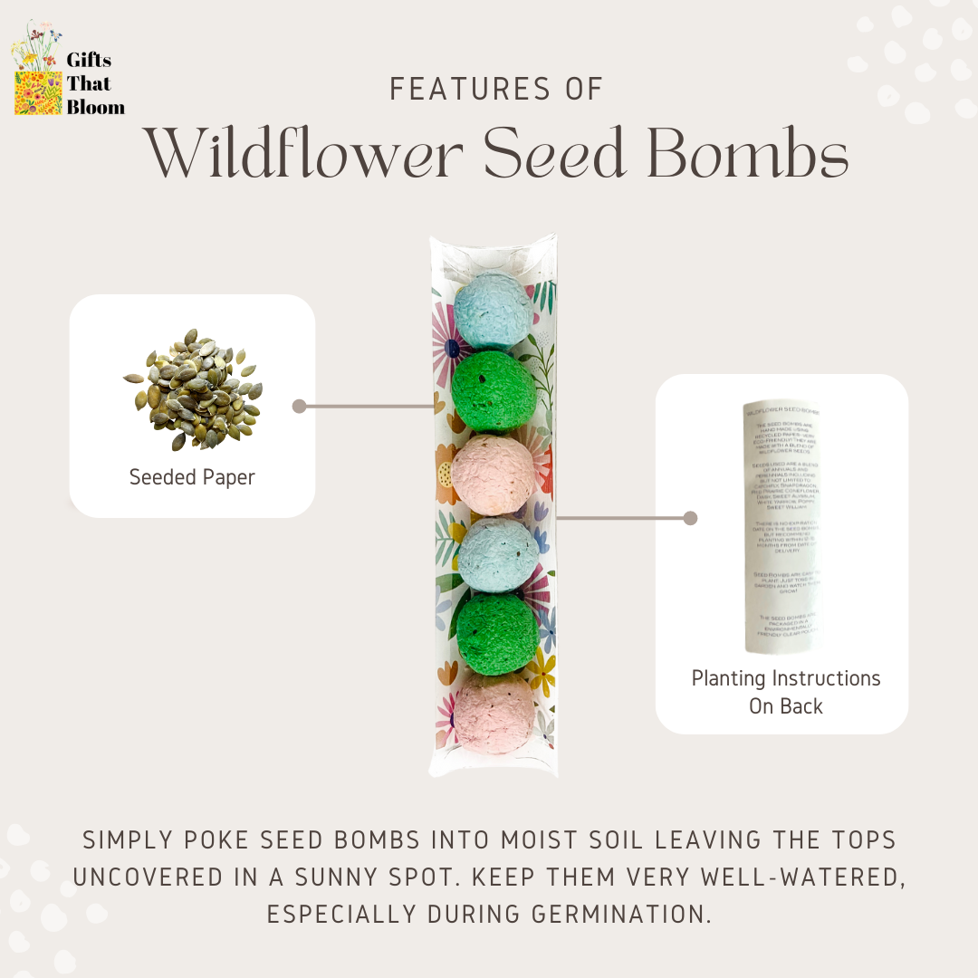 Gifts That Bloom - Wholesale Plant Seeds - Wildflower Seed Bombs with Flower Background2
