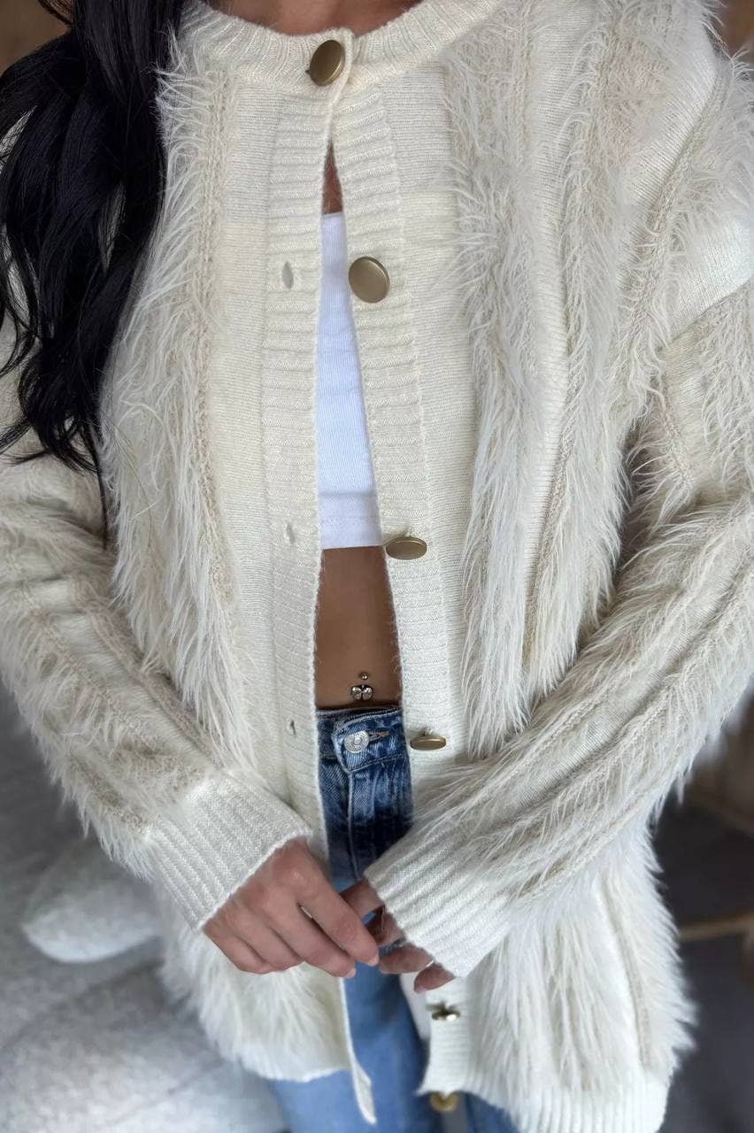 Design company-Fatma Balkir - Wholesale Jacket - Women's - Soft Knitted Jacket ,Oversized Long Shaggy Cardigan
7