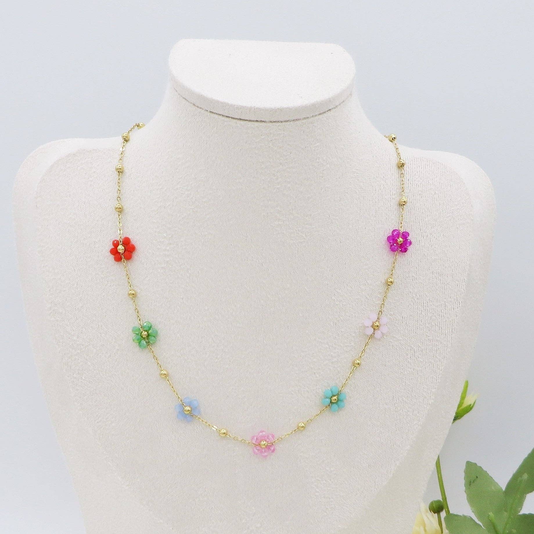 Daemon srls - Wholesale Pendant/Charm Necklace - DAISY ~ ACCIAIO INOSSIDABILE ~ Collana con fiori e cristalli2