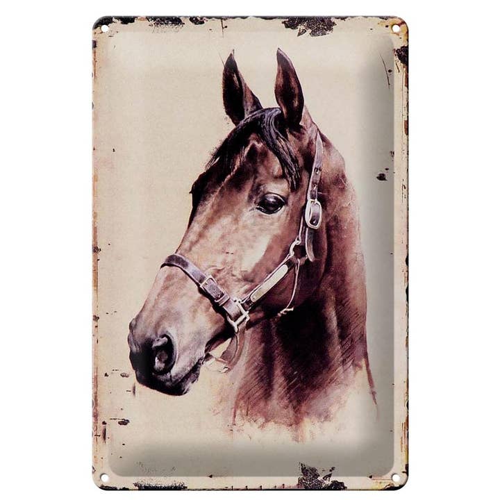 Retro portret paardenhoofd van 20x30 cm, cadeau, decoratief bord voor wholesale door Femer